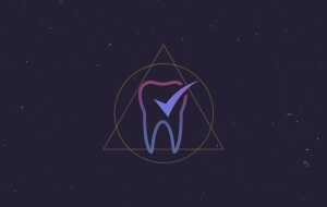 Animated tooth with check mark icon