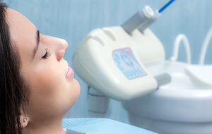 Relaxed woman in dental chair