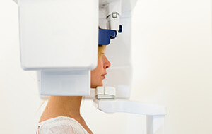 Woman receiving cone beam scan